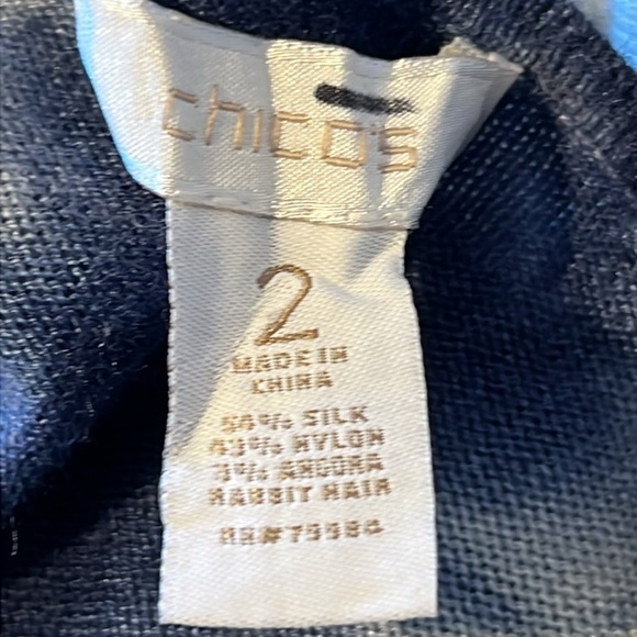 Chicos Womens Silk Nylon Angora Rabbit Waterfall Cover Up Cardigan Size Medium - Picture 8 of 10